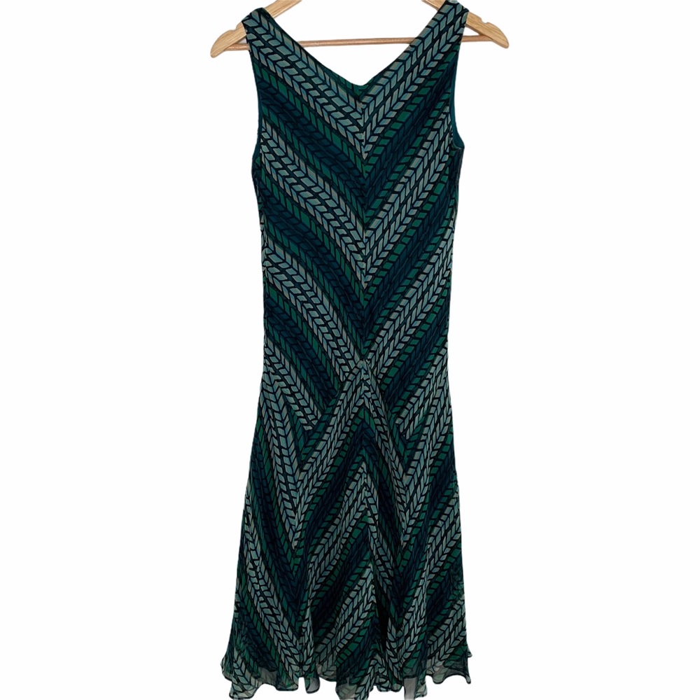 Alfani Green Patterned Sleeveless Midi Dress Sz 4